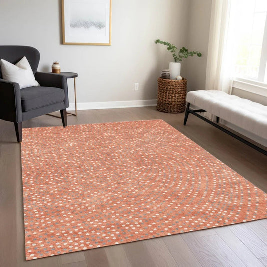 Mirelia Salmon Washable Indoor-Outdoor Rug-Outdoor Rugs-LOOMLAN Rugs-LOOMLAN