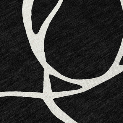 Mirelle Black Washable Indoor-Outdoor Rug-Outdoor Rugs-LOOMLAN Rugs-LOOMLAN