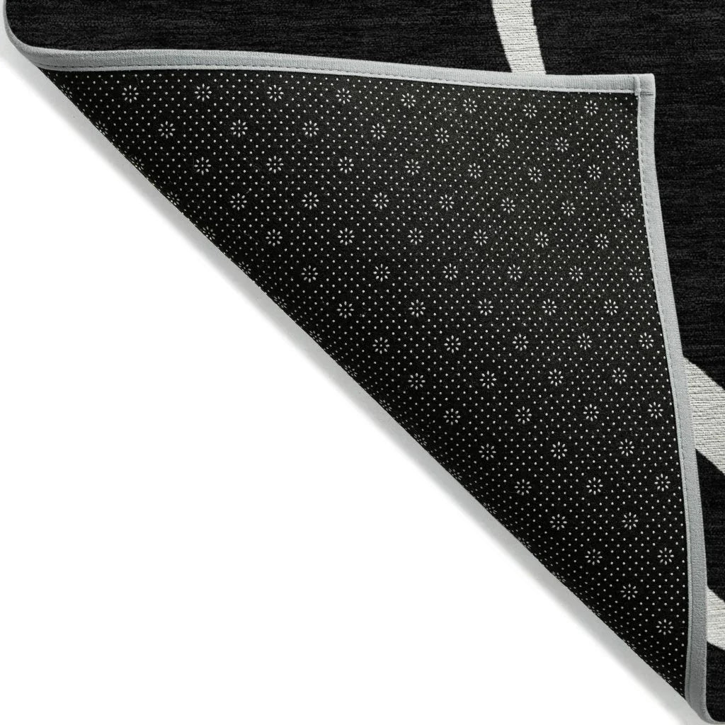 Mirelle Black Washable Indoor-Outdoor Rug-Outdoor Rugs-LOOMLAN Rugs-LOOMLAN