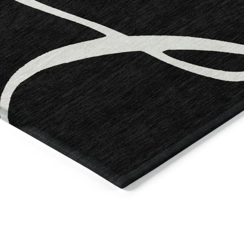 Mirelle Black Washable Indoor-Outdoor Rug-Outdoor Rugs-LOOMLAN Rugs-LOOMLAN