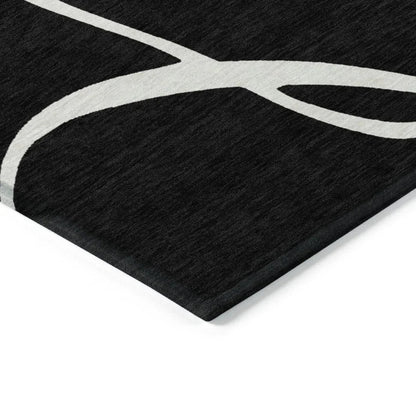 Mirelle Black Washable Indoor-Outdoor Rug-Outdoor Rugs-LOOMLAN Rugs-LOOMLAN