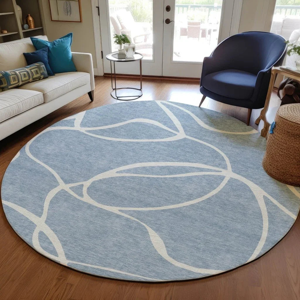 Mirelle Blue Washable Indoor-Outdoor Rug-Outdoor Rugs-LOOMLAN Rugs-LOOMLAN