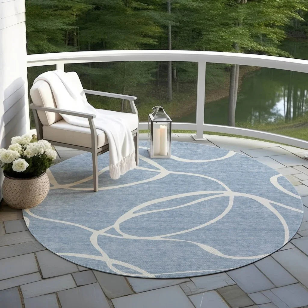 Mirelle Blue Washable Indoor-Outdoor Rug-Outdoor Rugs-LOOMLAN Rugs-LOOMLAN