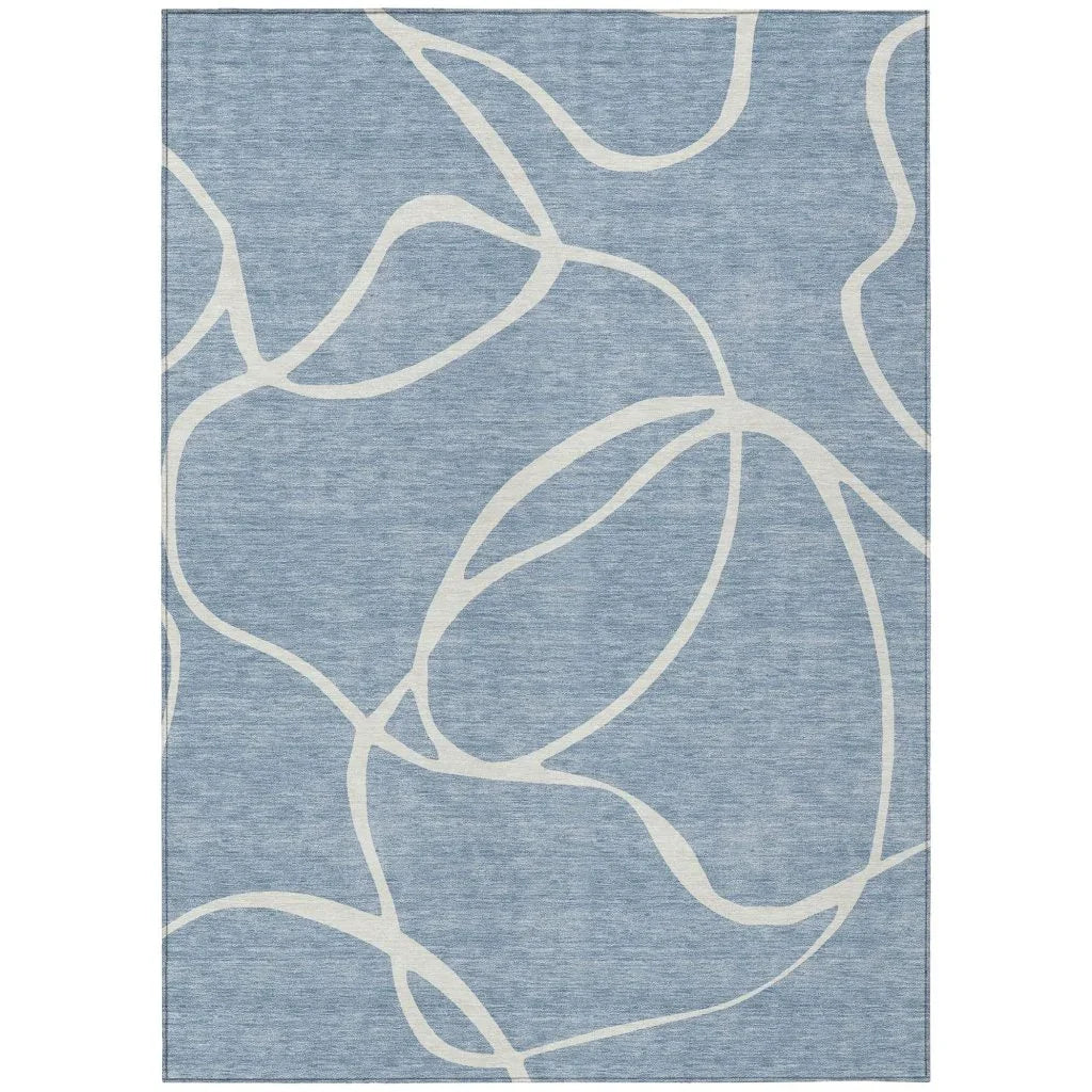 Mirelle Blue Washable Indoor-Outdoor Rug-Outdoor Rugs-LOOMLAN Rugs-2'6" x 3'10"-LOOMLAN