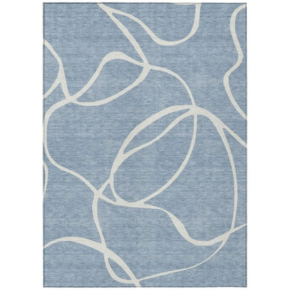 Mirelle Blue Washable Indoor-Outdoor Rug-Outdoor Rugs-LOOMLAN Rugs-2'6" x 3'10"-LOOMLAN