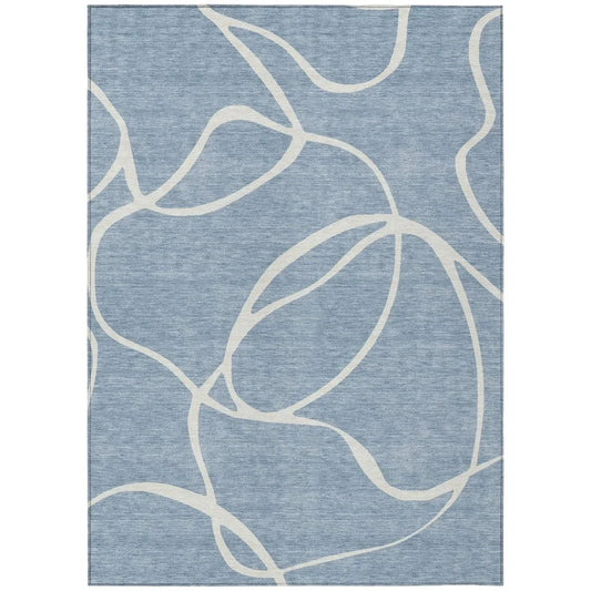 Mirelle Blue Washable Indoor-Outdoor Rug-Outdoor Rugs-LOOMLAN Rugs-2'6" x 3'10"-LOOMLAN