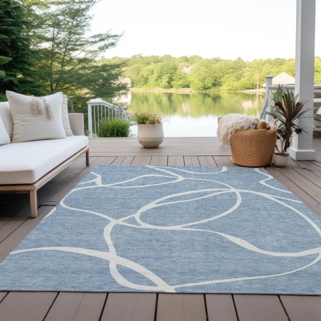 Mirelle Blue Washable Indoor-Outdoor Rug-Outdoor Rugs-LOOMLAN Rugs-LOOMLAN