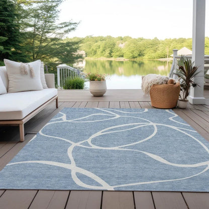 Mirelle Blue Washable Indoor-Outdoor Rug-Outdoor Rugs-LOOMLAN Rugs-LOOMLAN