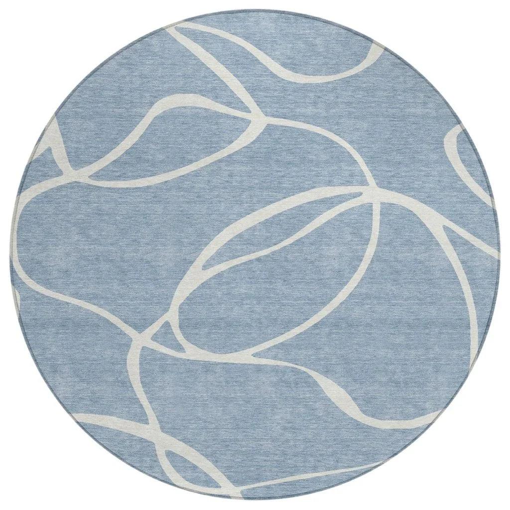Mirelle Blue Washable Indoor-Outdoor Rug-Outdoor Rugs-LOOMLAN Rugs-8' x 8'-LOOMLAN