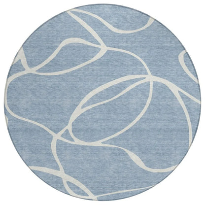 Mirelle Blue Washable Indoor-Outdoor Rug-Outdoor Rugs-LOOMLAN Rugs-8' x 8'-LOOMLAN