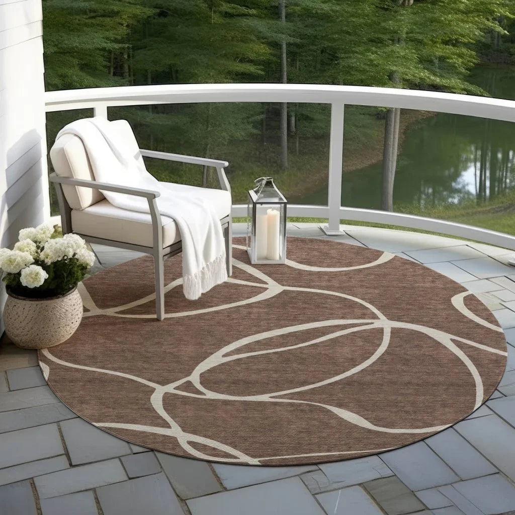 Mirelle Brown Washable Indoor-Outdoor Rug-Outdoor Rugs-LOOMLAN Rugs-LOOMLAN