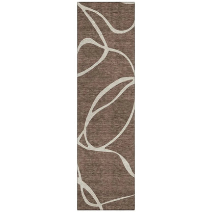 Mirelle Brown Washable Indoor-Outdoor Rug-Outdoor Rugs-LOOMLAN Rugs-2'3" x 7'6"-LOOMLAN