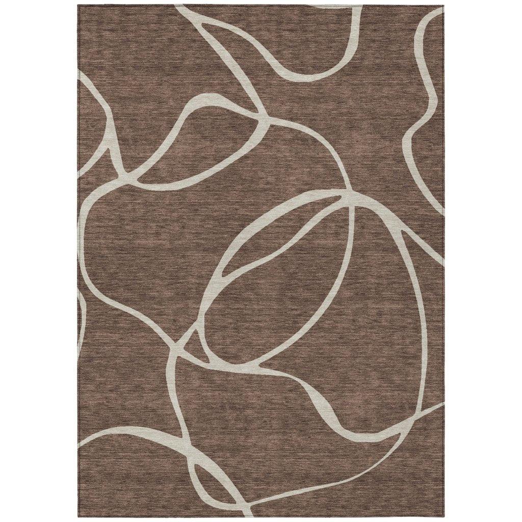 Mirelle Brown Washable Indoor-Outdoor Rug-Outdoor Rugs-LOOMLAN Rugs-2'6" x 3'10"-LOOMLAN