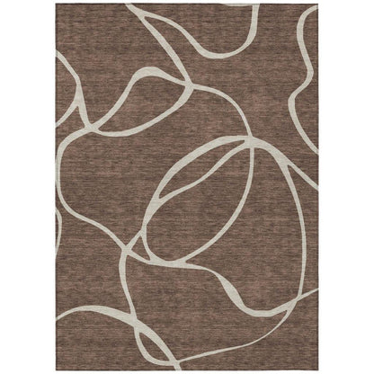 Mirelle Brown Washable Indoor-Outdoor Rug-Outdoor Rugs-LOOMLAN Rugs-2'6" x 3'10"-LOOMLAN