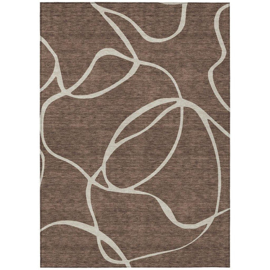 Mirelle Brown Washable Indoor-Outdoor Rug-Outdoor Rugs-LOOMLAN Rugs-2'6" x 3'10"-LOOMLAN