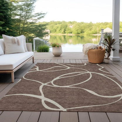 Mirelle Brown Washable Indoor-Outdoor Rug-Outdoor Rugs-LOOMLAN Rugs-LOOMLAN