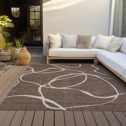 Mirelle Brown Washable Indoor-Outdoor Rug-Outdoor Rugs-LOOMLAN Rugs-LOOMLAN
