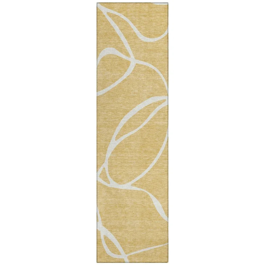 Mirelle Gold Washable Indoor-Outdoor Rug-Outdoor Rugs-LOOMLAN Rugs-2'3" x 7'6"-LOOMLAN