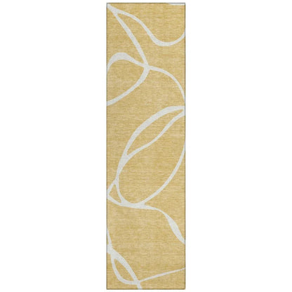Mirelle Gold Washable Indoor-Outdoor Rug-Outdoor Rugs-LOOMLAN Rugs-2'3" x 7'6"-LOOMLAN