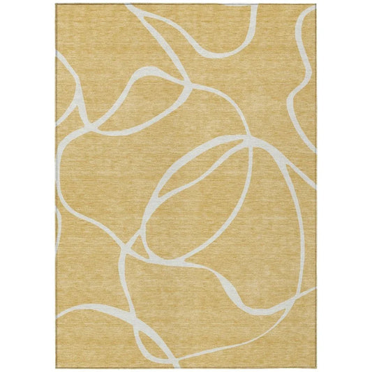 Mirelle Gold Washable Indoor-Outdoor Rug-Outdoor Rugs-LOOMLAN Rugs-2'6" x 3'10"-LOOMLAN