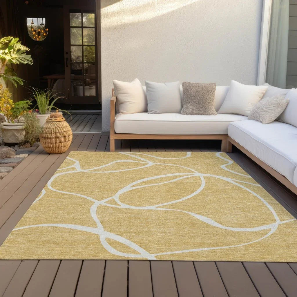 Mirelle Gold Washable Indoor-Outdoor Rug-Outdoor Rugs-LOOMLAN Rugs-LOOMLAN