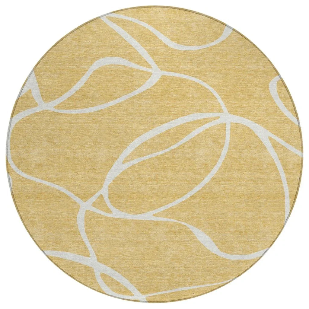 Mirelle Gold Washable Indoor-Outdoor Rug-Outdoor Rugs-LOOMLAN Rugs-8' x 8'-LOOMLAN