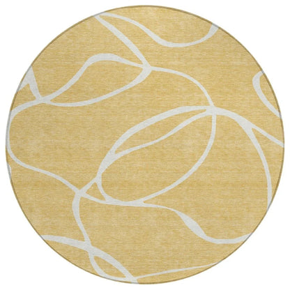 Mirelle Gold Washable Indoor-Outdoor Rug-Outdoor Rugs-LOOMLAN Rugs-8' x 8'-LOOMLAN