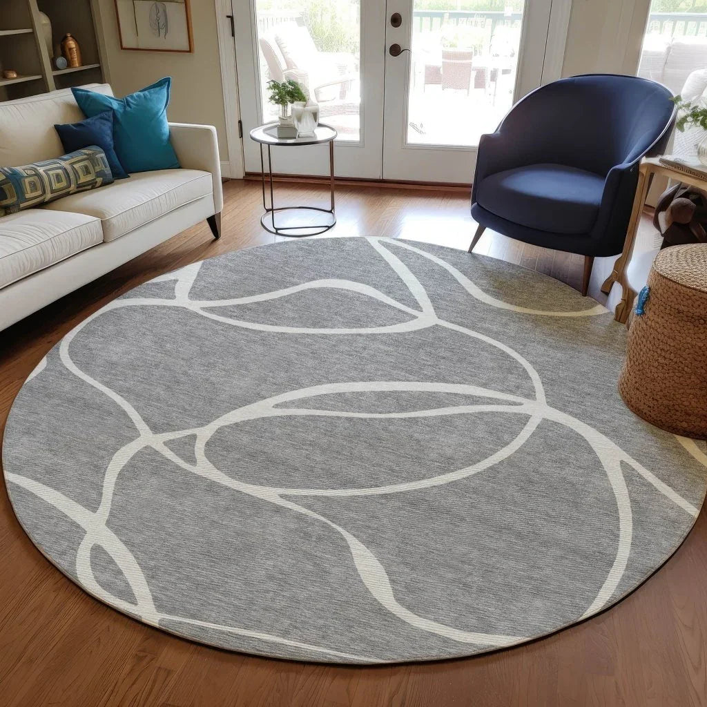 Mirelle Gray Washable Indoor-Outdoor Rug-Outdoor Rugs-LOOMLAN Rugs-LOOMLAN