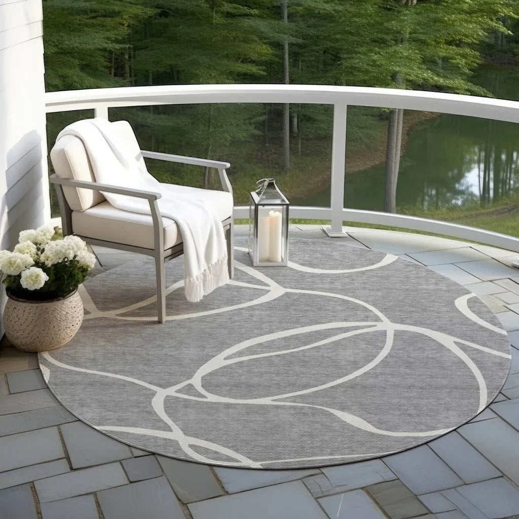 Mirelle Gray Washable Indoor-Outdoor Rug-Outdoor Rugs-LOOMLAN Rugs-LOOMLAN