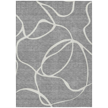 Mirelle Gray Washable Indoor-Outdoor Rug-Outdoor Rugs-LOOMLAN Rugs-2'6" x 3'10"-LOOMLAN