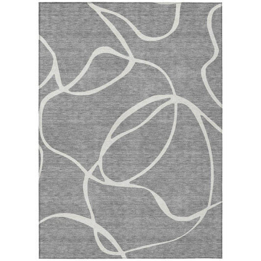 Mirelle Gray Washable Indoor-Outdoor Rug-Outdoor Rugs-LOOMLAN Rugs-2'6" x 3'10"-LOOMLAN