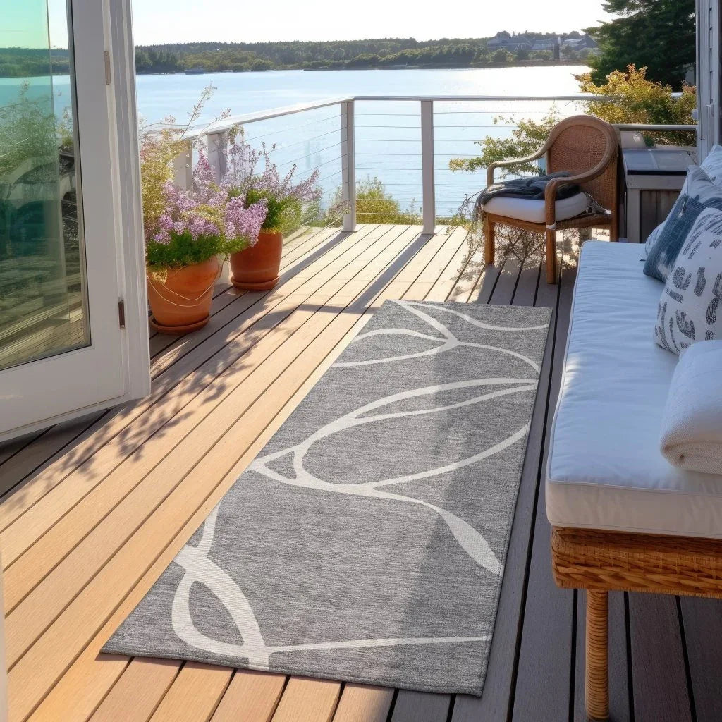 Mirelle Gray Washable Indoor-Outdoor Rug-Outdoor Rugs-LOOMLAN Rugs-LOOMLAN