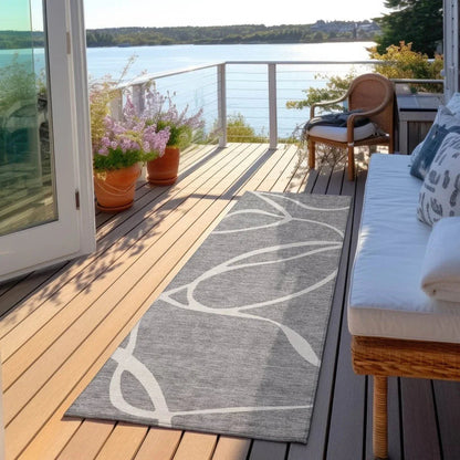 Mirelle Gray Washable Indoor-Outdoor Rug-Outdoor Rugs-LOOMLAN Rugs-LOOMLAN