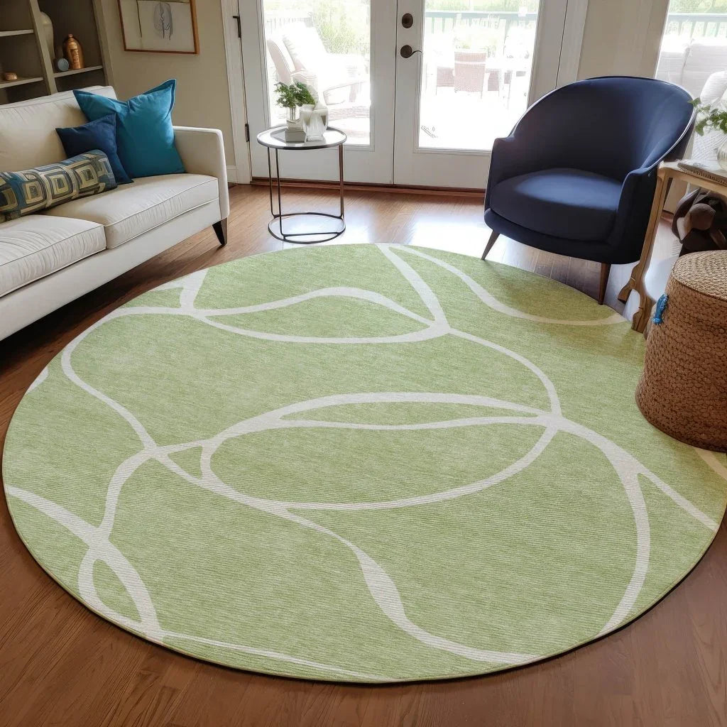 Mirelle Green Washable Indoor-Outdoor Rug-Outdoor Rugs-LOOMLAN Rugs-LOOMLAN