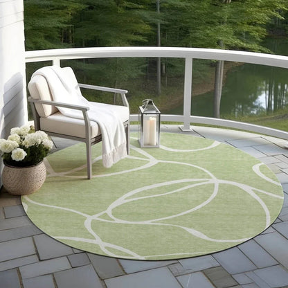 Mirelle Green Washable Indoor-Outdoor Rug-Outdoor Rugs-LOOMLAN Rugs-LOOMLAN