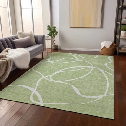 Mirelle Green Washable Indoor-Outdoor Rug-Outdoor Rugs-LOOMLAN Rugs-LOOMLAN