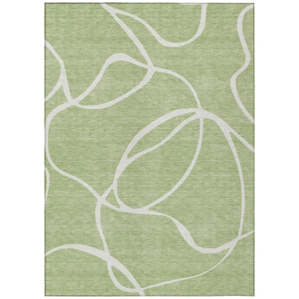 Mirelle Green Washable Indoor-Outdoor Rug-Outdoor Rugs-LOOMLAN Rugs-2'6" x 3'10"-LOOMLAN
