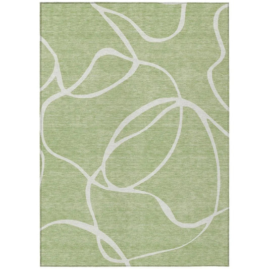 Mirelle Green Washable Indoor-Outdoor Rug-Outdoor Rugs-LOOMLAN Rugs-2'6" x 3'10"-LOOMLAN