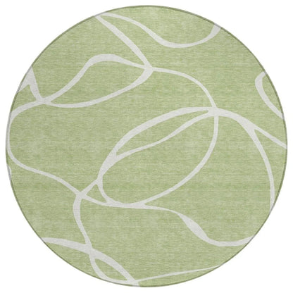 Mirelle Green Washable Indoor-Outdoor Rug-Outdoor Rugs-LOOMLAN Rugs-8' x 8'-LOOMLAN