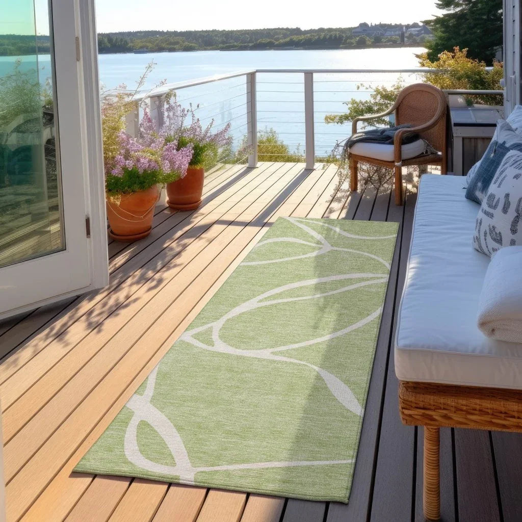 Mirelle Green Washable Indoor-Outdoor Rug-Outdoor Rugs-LOOMLAN Rugs-LOOMLAN