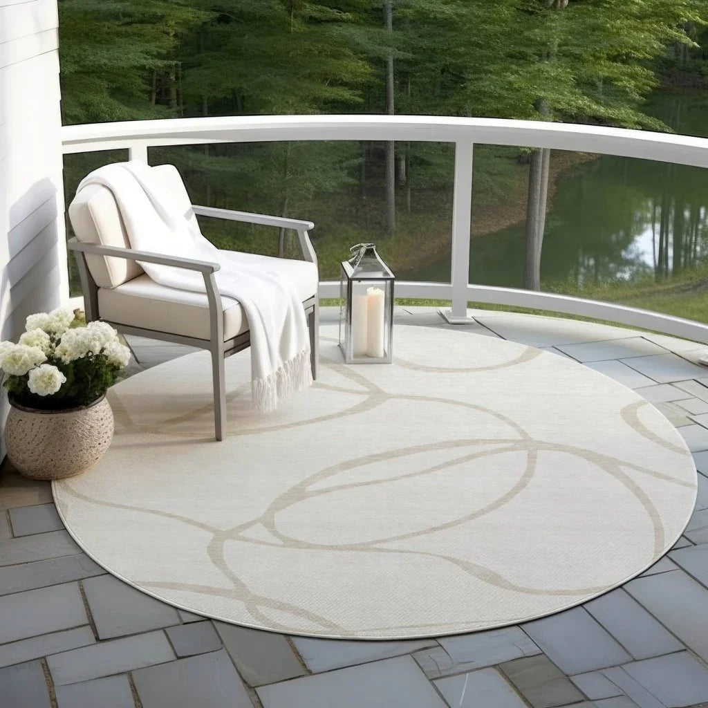 Mirelle Ivory Washable Indoor-Outdoor Rug-Outdoor Rugs-LOOMLAN Rugs-LOOMLAN