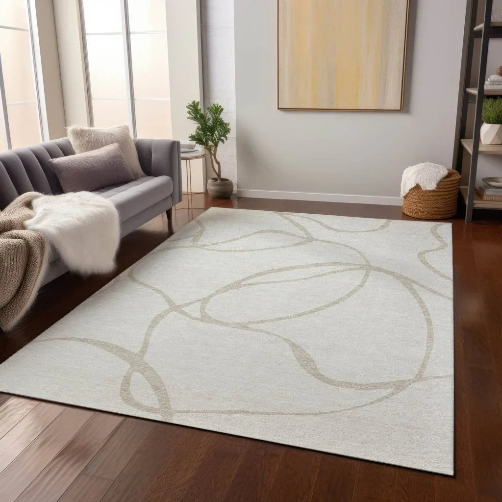 Mirelle Ivory Washable Indoor-Outdoor Rug-Outdoor Rugs-LOOMLAN Rugs-LOOMLAN