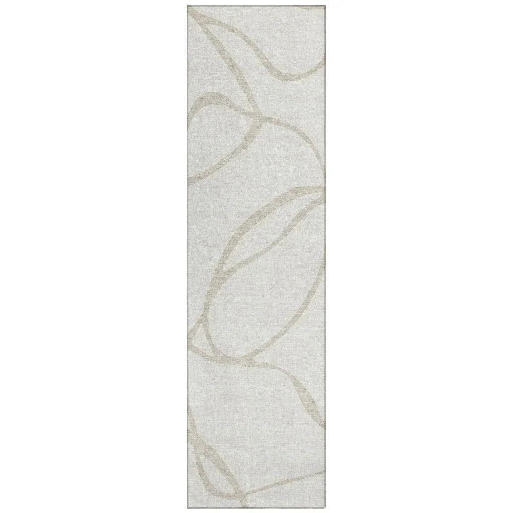 Mirelle Ivory Washable Indoor-Outdoor Rug-Outdoor Rugs-LOOMLAN Rugs-2'3" x 7'6"-LOOMLAN