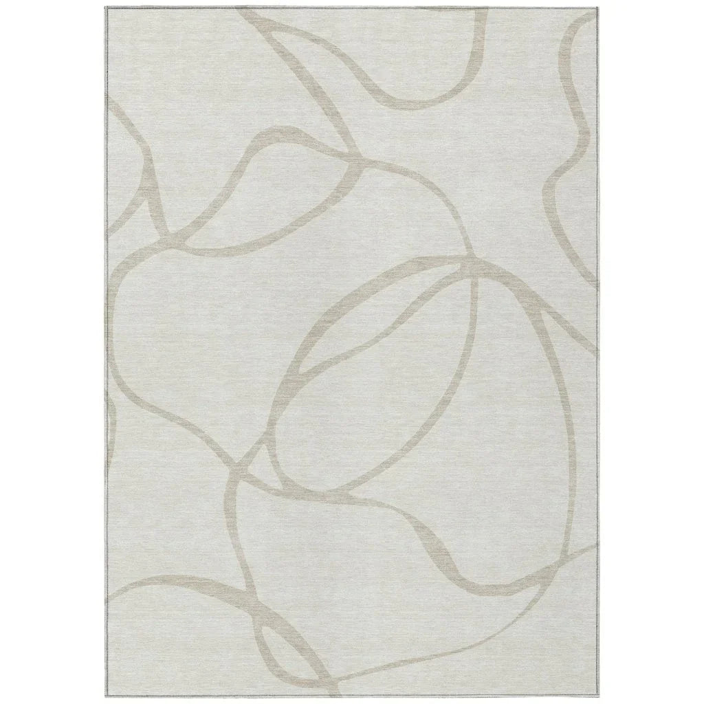 Mirelle Ivory Washable Indoor-Outdoor Rug-Outdoor Rugs-LOOMLAN Rugs-2'6" x 3'10"-LOOMLAN