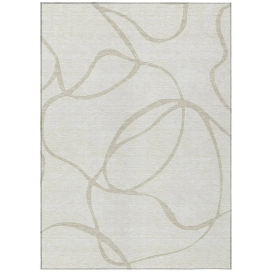 Mirelle Ivory Washable Indoor-Outdoor Rug-Outdoor Rugs-LOOMLAN Rugs-2'6" x 3'10"-LOOMLAN