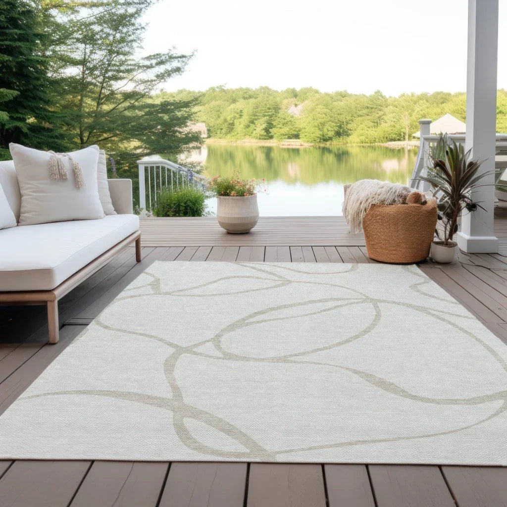 Mirelle Ivory Washable Indoor-Outdoor Rug-Outdoor Rugs-LOOMLAN Rugs-LOOMLAN