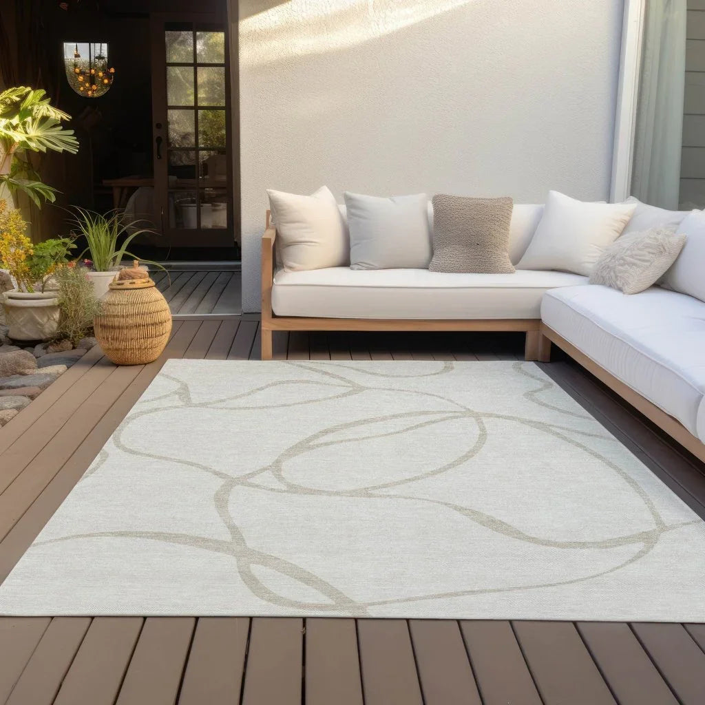 Mirelle Ivory Washable Indoor-Outdoor Rug-Outdoor Rugs-LOOMLAN Rugs-LOOMLAN