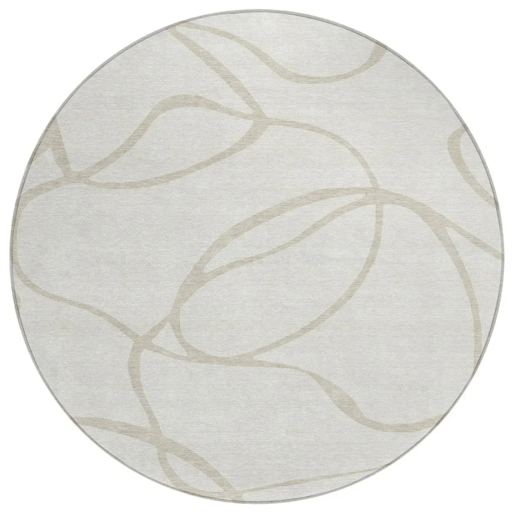 Mirelle Ivory Washable Indoor-Outdoor Rug-Outdoor Rugs-LOOMLAN Rugs-8' x 8'-LOOMLAN
