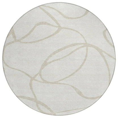 Mirelle Ivory Washable Indoor-Outdoor Rug-Outdoor Rugs-LOOMLAN Rugs-8' x 8'-LOOMLAN