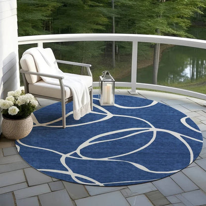 Mirelle Navy Washable Indoor-Outdoor Rug-Outdoor Rugs-LOOMLAN Rugs-LOOMLAN